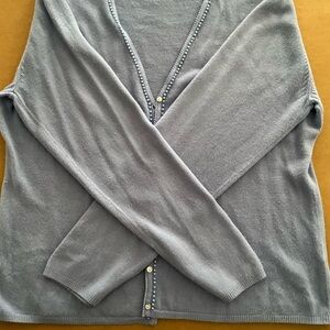 Classic Women's Gray Button-Front Sweater Cardigan